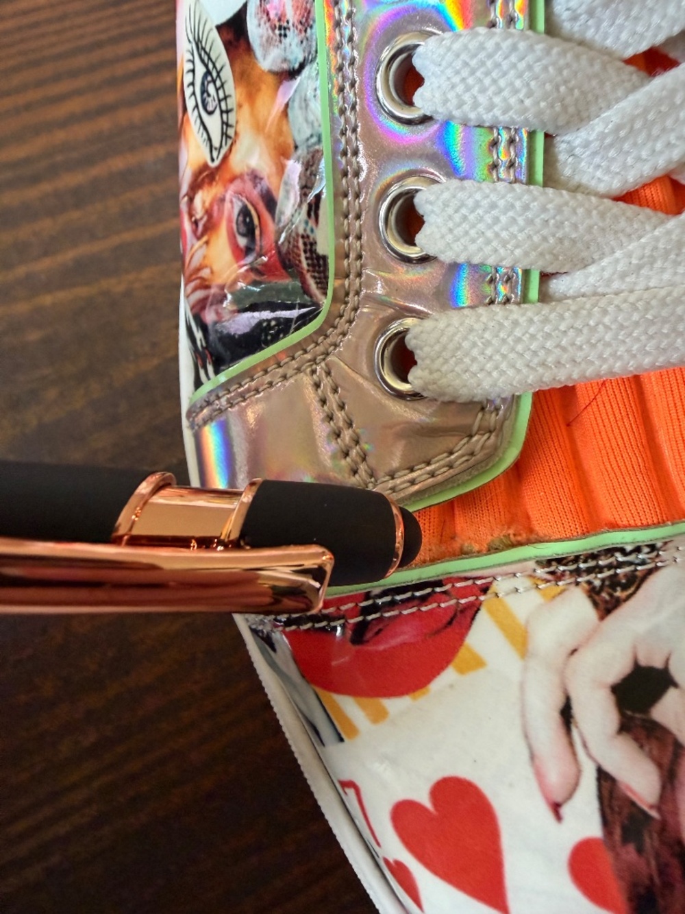 Christian Louboutin Viera Graphic Print Patent Red Sole Sneakers 38 - Picture 9 of 16